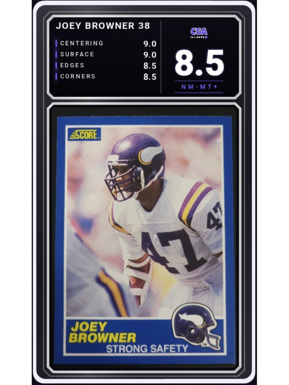 1989 Score Football #38 Joey Browner Minnesota Vikings NFL - 8.5 Digital Grade